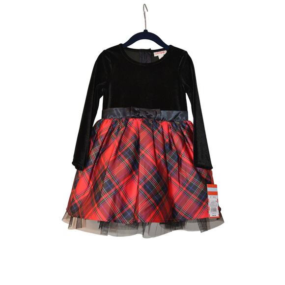 Cat & Jack 3T Red Plaid and Velvet Christmas Dress NWT - Picture 1 of 4